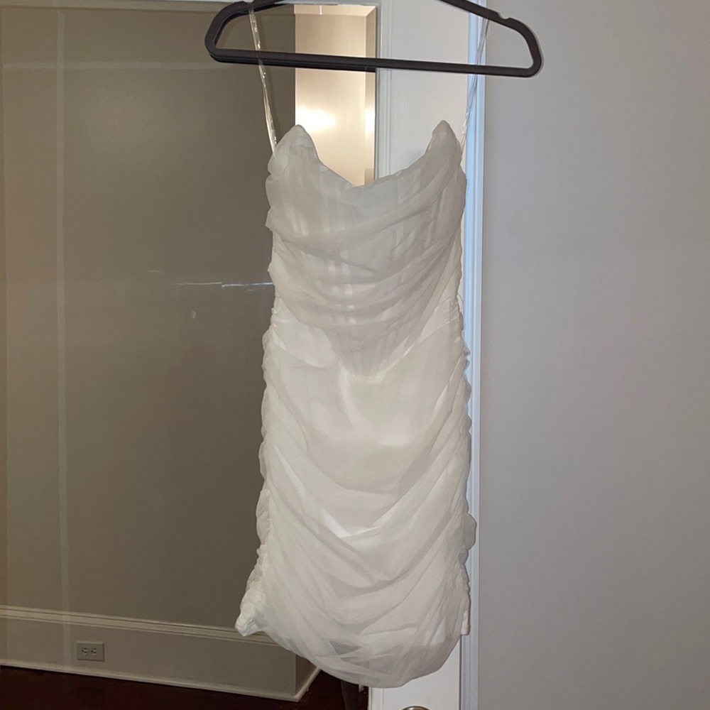 Bustier white mesh dress